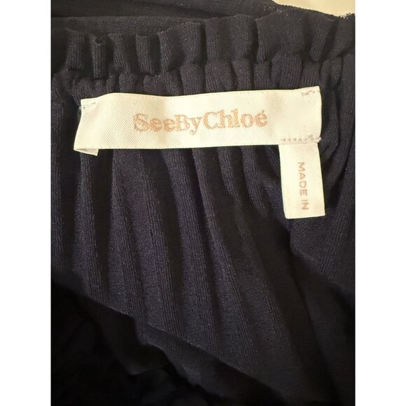 See by Chloe Gauzy Layered Tiered Shift Dress Ink Navy Blue Size S [jb] - Picture 5 of 7